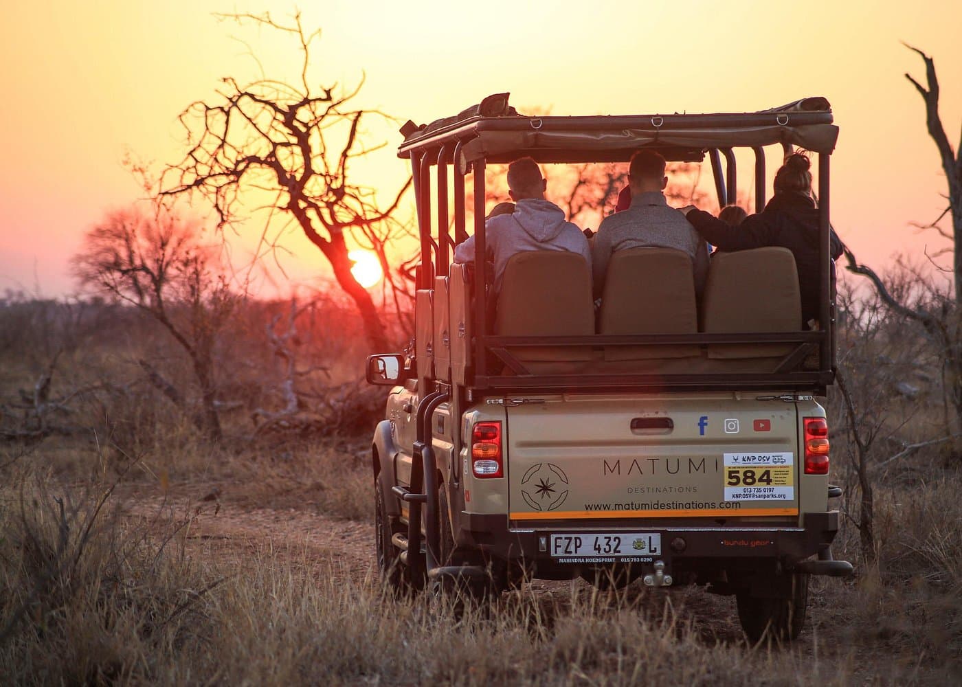 Safari game drive at sunset in South Africa