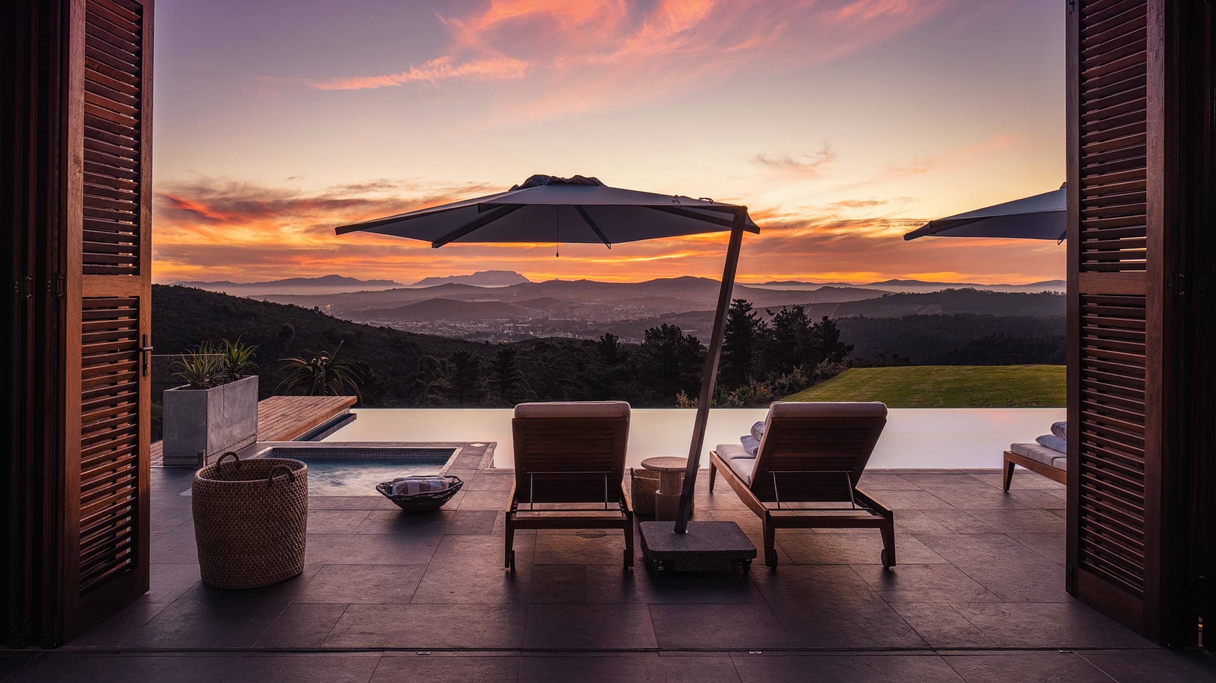 Delaire Graff Owner's Villa Pool at Sunset